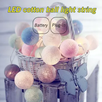 

20 LEDs 3m Cotton Ball String Lights DC & Battery Fairy Lights Outdoor Decoration Holiday Garland Christmas Globe Light Chain