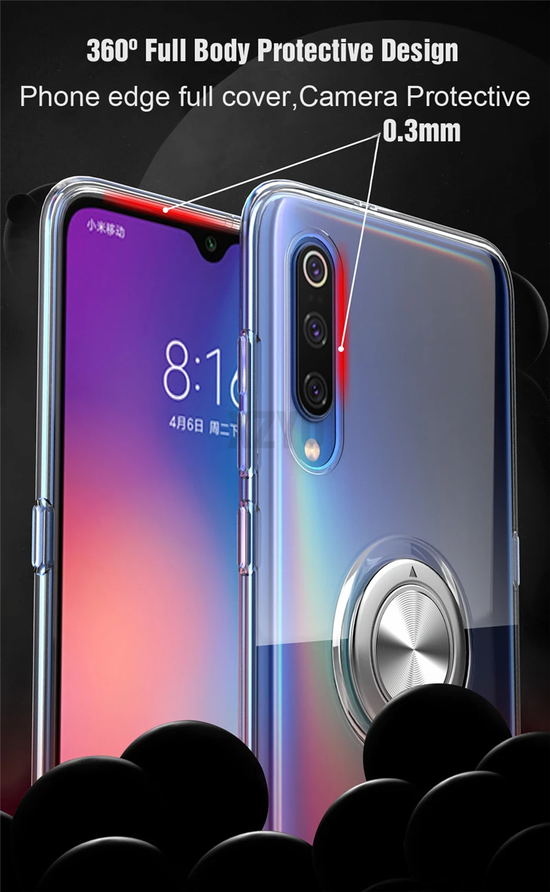 Прозрачный мягкий силиконовый чехол для Xiaomi mi 9 SE 8 mi 9 mi 8 Автомобильный держатель с кольцом-подставкой противоударный чехол красный mi Note 7 Pro Чехол Note7