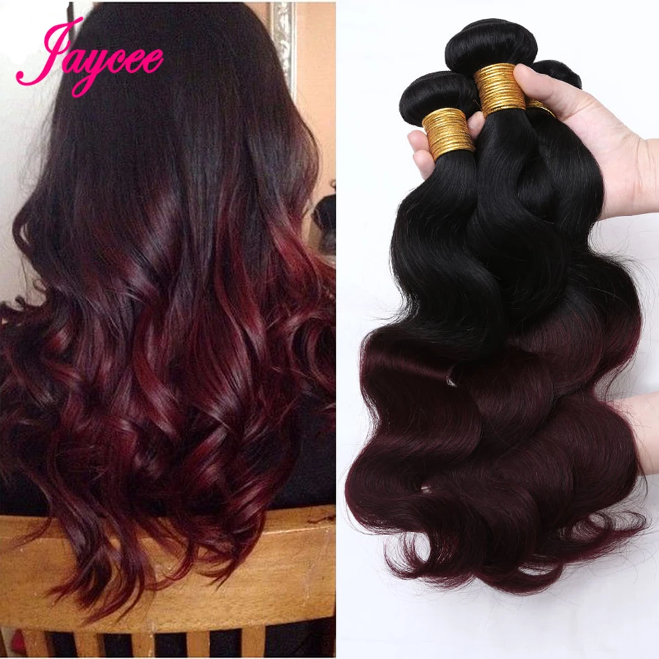 

Jaycee Ombre Malaysian Body Wave Hair Bundles 1B/99j Ombre Human Hair Weave Bundles Two Tone Bungundy Human Hair Extensions