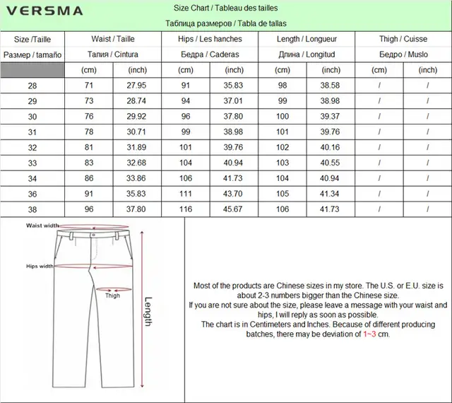 Korean Size Chart Pants