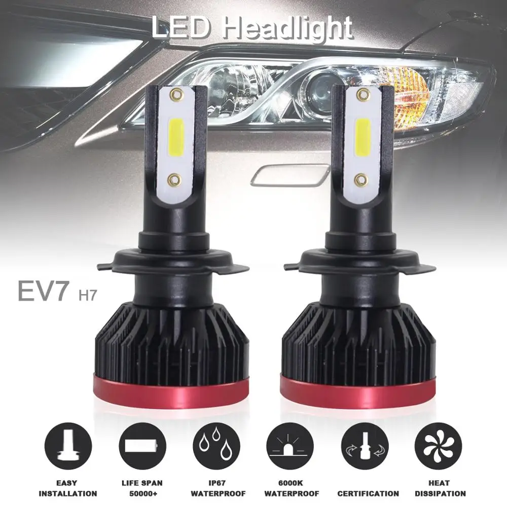 

2pcs Super Mini H7 120W 20000LM 6500K COB LED Chips Headlight Bulbs Hi or Lo Bulbs Conversion Kit Lamps car accessories for Car