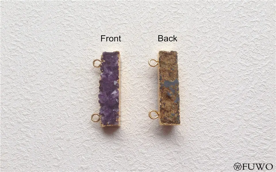 Double Bails Amethyst Bar Pendant 9