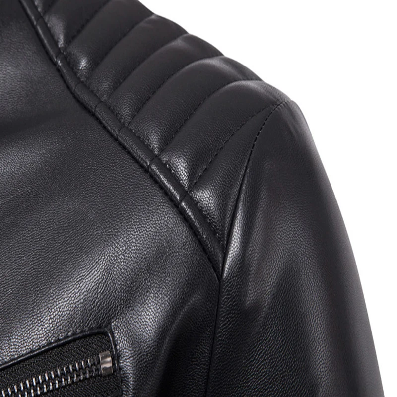 Leather Jacket Men Oblique Zipper Motorcycle Bomber PU Faux Leather Jackets Plus Size M-5XL Autumn Coats Chaqueta Cuero hombre