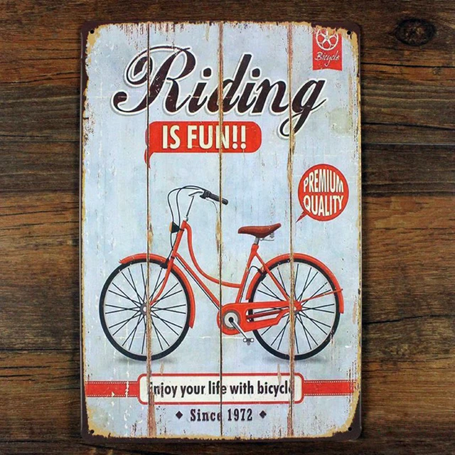 Bicycle metal tin sign wall decor , Riding Bicycle poster Vintage tin