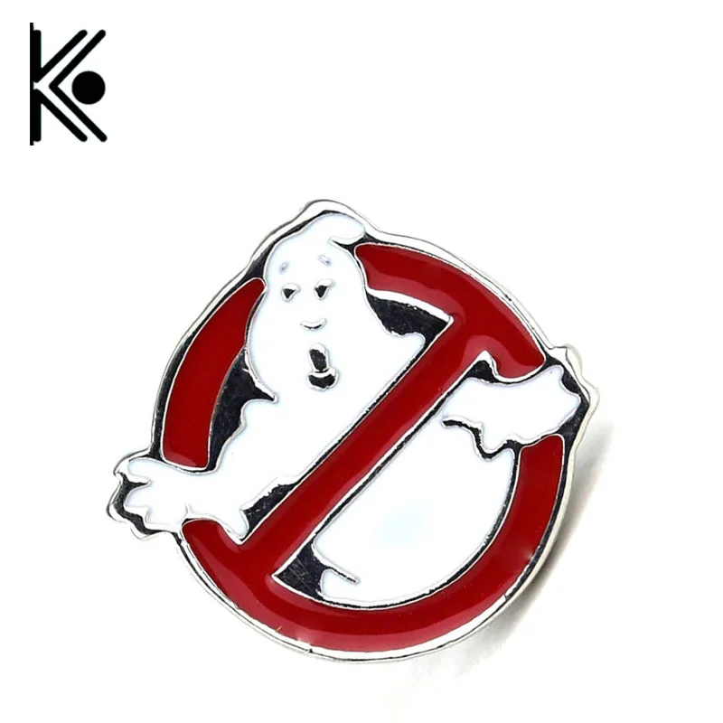 

Movie Ghostbusters Logo Red Enamel Movie Jewelry Metal Brooches For Men Women Clothing Accessory