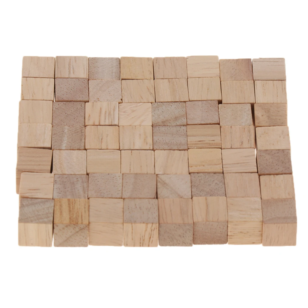 100pcs 1cm Blank Wooden Cubes Wood Blocks for Kids Baby Shower DIY Crafts Carving Art Supplies