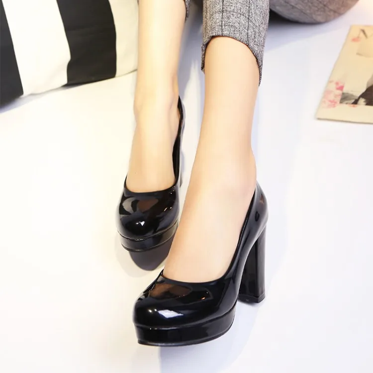 

Big Size11 12 13 platform heels women shoes woman pumps ladies Waterproof platform with round head, shallow mouth and thick heel