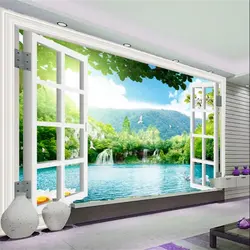 Beibehang papel де parede заказ обои 3d фото фрески окно пейзаж 3D papel де parede гостиная фон обои
