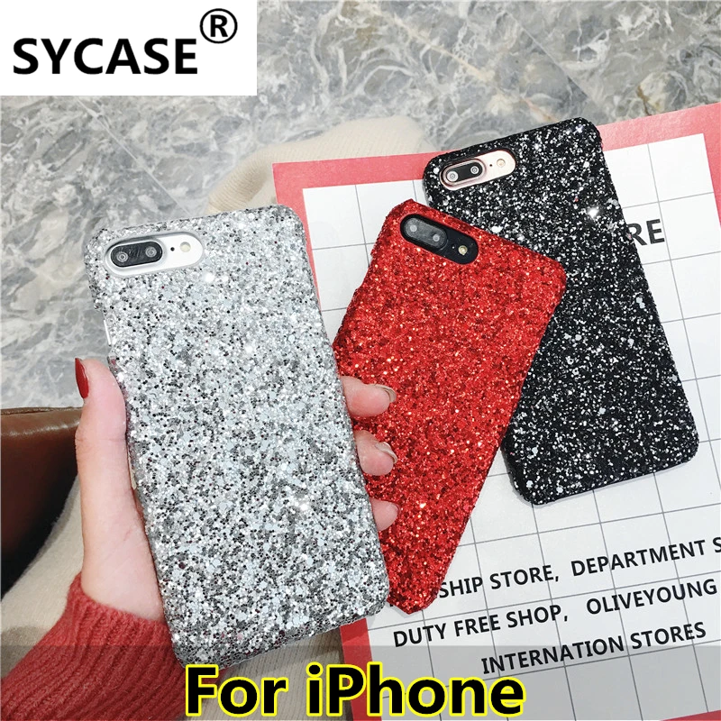 

SYCASE For iPhone 6 6S 7 8 Plus X XR XS max Glitter Evening Banquet Sequins Scrub Deluxe Hard PC Drop-proof Flash Phone Case
