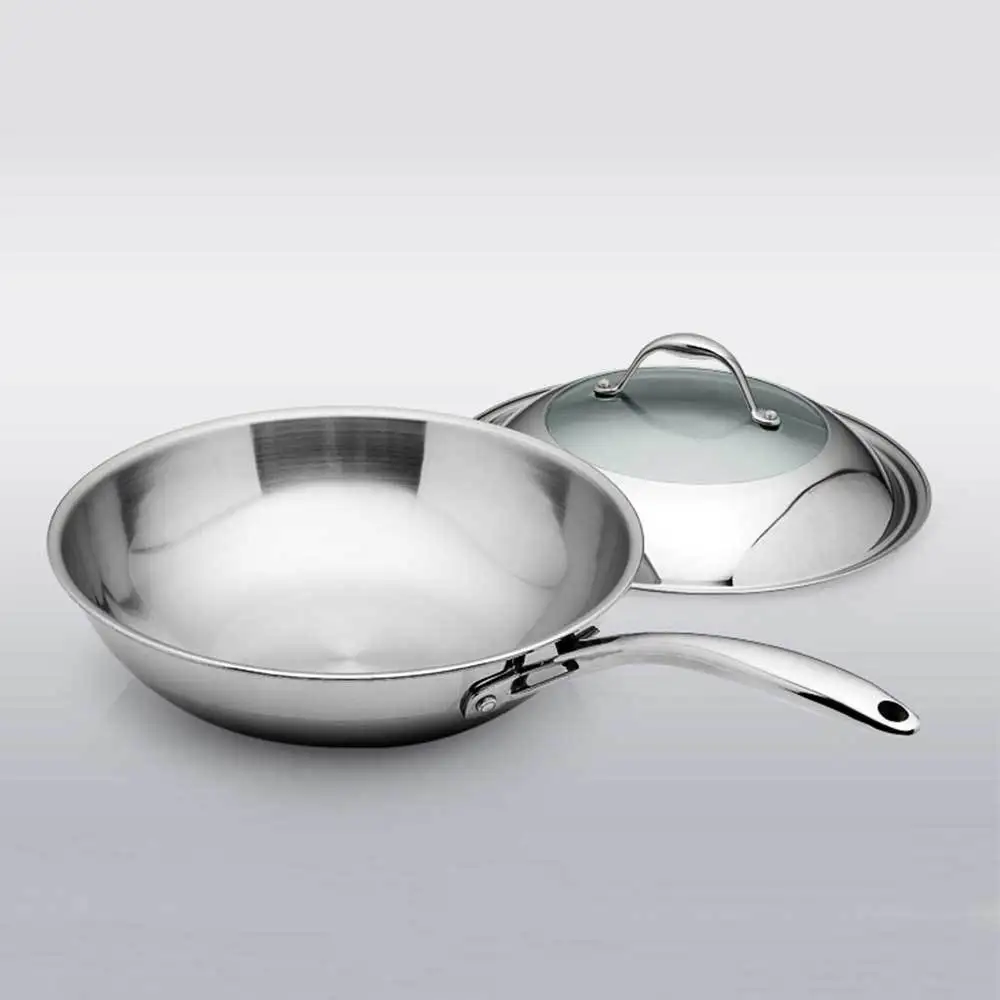 Top Grade Stainless Steel Wok 32cm/30cm Choosing with Lid Kitchen Woks