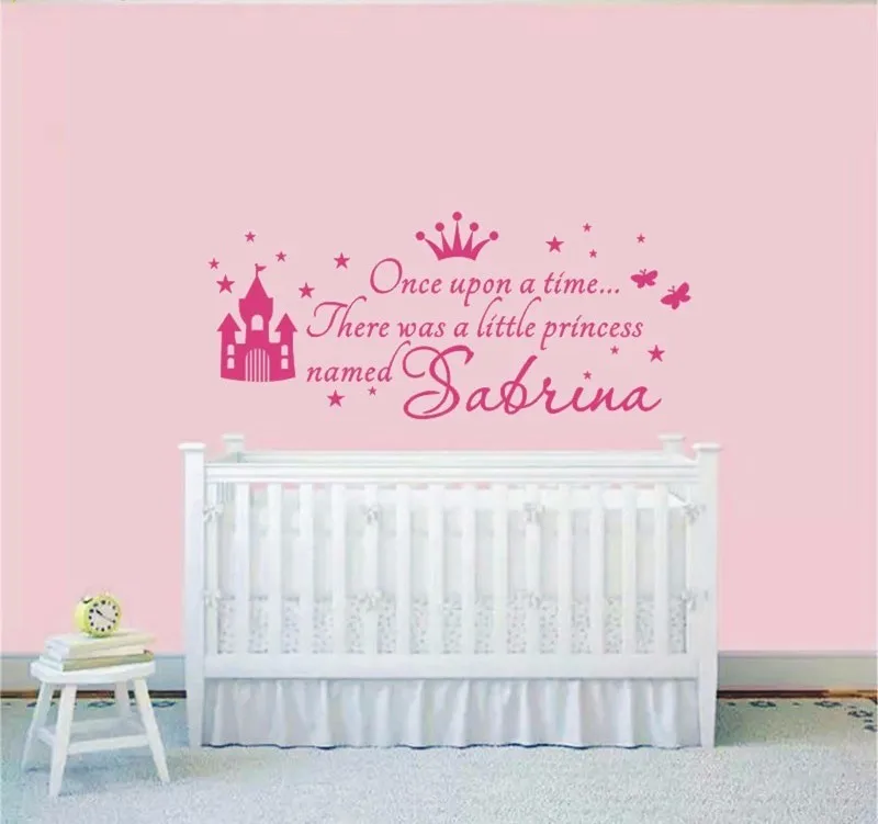 W380 пользовательское имя принцесса девушка Наклейка на стену для детской комнаты девочка наклейки на стену в детскую спальню для девочек настенный Декор для дома