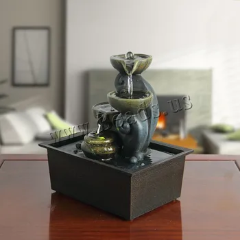 

Creative House Water Fountains Resin Charm Led Crafts Features Zhaocai Water Fountain For Home Room Office Desktop Decorations