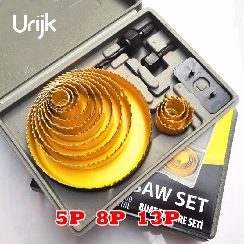 

Urijk 13Pcs Hole Opener Electric Core Drill Bits DIY Plasterboard Hole Saw 50# Steel Wood Drilling Tools Electric Attachment