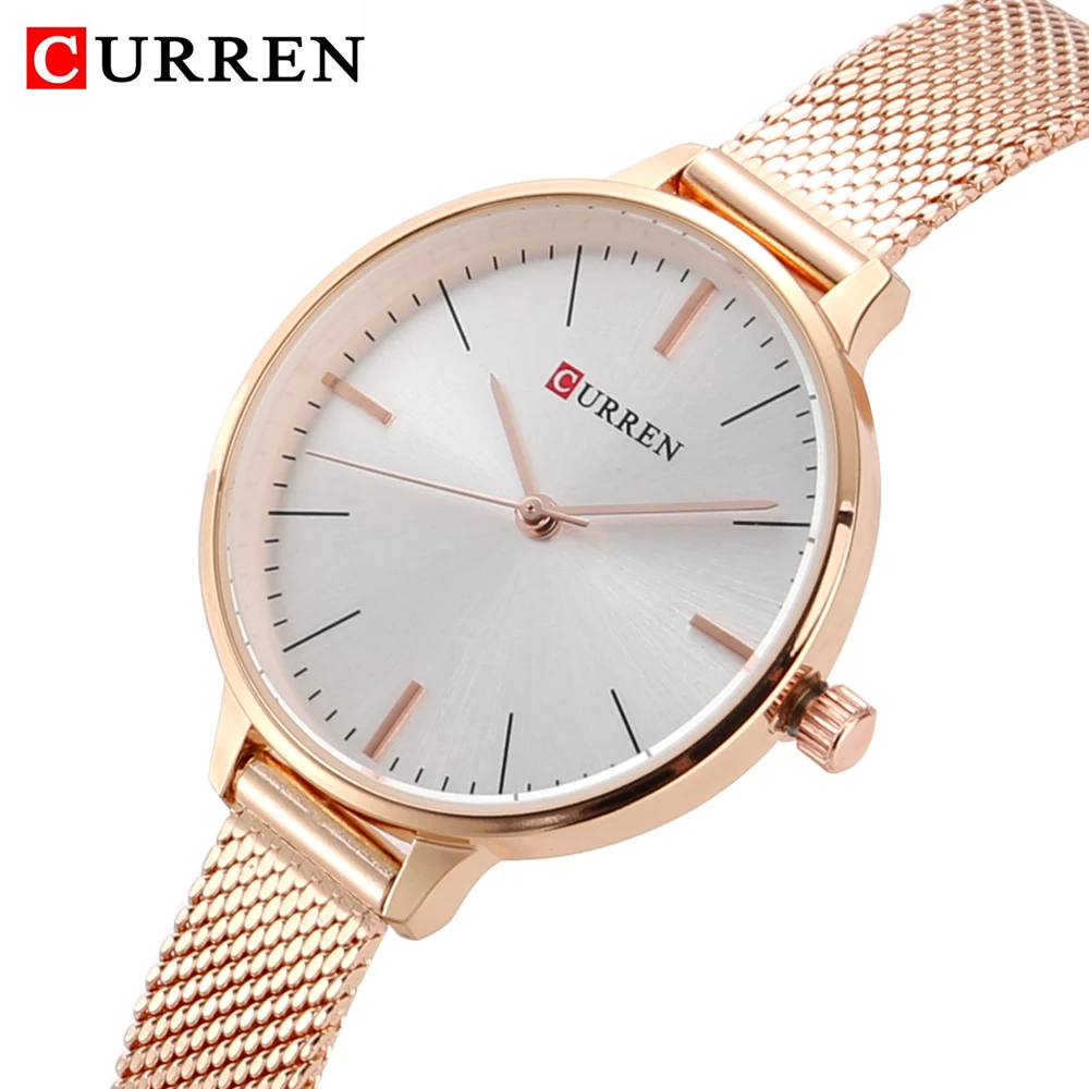 hot fashion quartz watch for women casual ladies watch free shipping waterproof elegant golden steel mesh band (25)