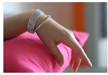 Широкий 5 рядов Свадебные вставку внутрь эластичного ремешка браслет с украшением в виде кристаллов женские серебряные Цвет Браслеты& браслеты для влюбленных для девочек вечерние подарки