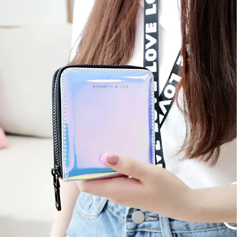 

New Women Small Wallets Clutch Laser Holographic Wallet Women Card Wallet Variable Color Zipper Coin Purse Card Holder Carteira
