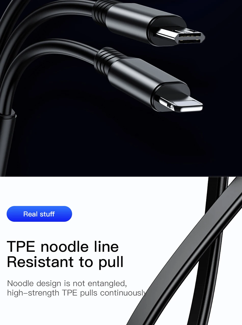 !ACCEZZ 3 in 1 Retractable USB Cable For iPhone XS XR Micro USB Type C TPE Fast Charging For Samsung Xiaomi Huawei Android Phone (17)