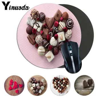 

Yinuoda New Design Chocolate Heart love Soft Rubber Professional Gaming Mouse Pad Computer Natural Rubber Round Gaming Mouse Pad