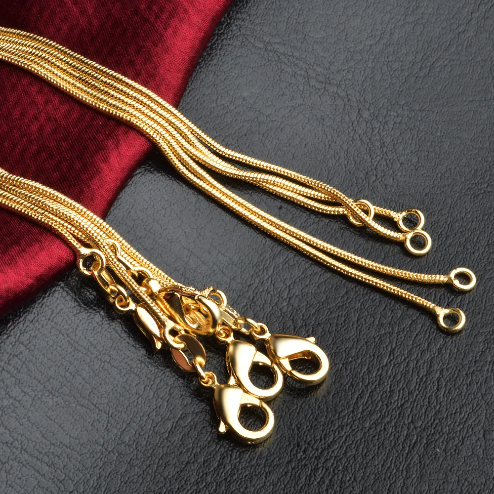 

GNIMEGIL Fashion Jewelry 1mm 16-38 inch Gold Filled Chains Necklaces Fashion Necklace Silver/Gold Snake Chain Necklace For Men