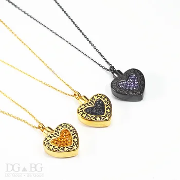 

Heart Shaped Necklace Urn Openable Locket Cat Dog Ashes Caskets Pet Cremation Memorial Pendant Keepsake Zircon Jewelry Necklace