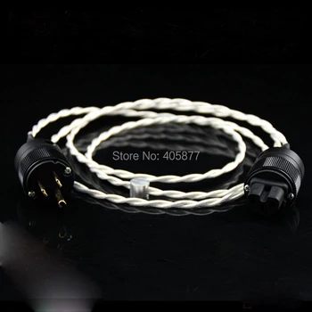 

hifi audio pure silver power cable with US /EU power plug audio power cord 2M