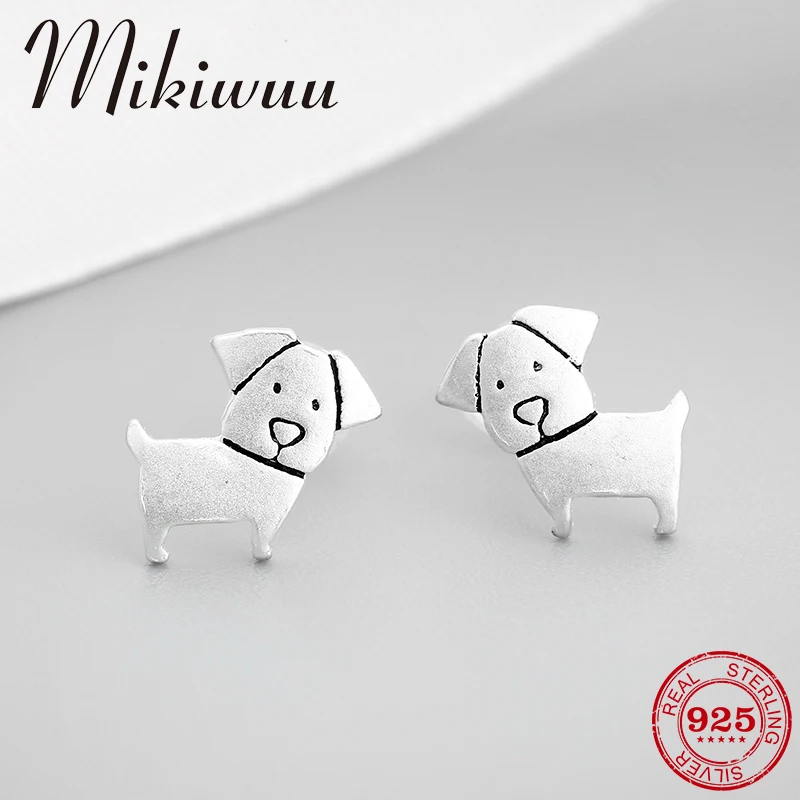 

100% New 925 Sterling Silver Lovely Dog Animal Small Stud Earrings for Women Oorbellen Jewelry Gift