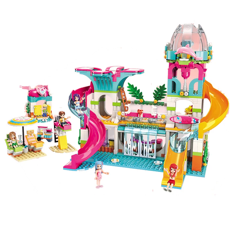

828pcs Toy Building Blocks Of Compatible Children Town Friends Water Park Girls Pictures Bricks Diy Birthday Gifts
