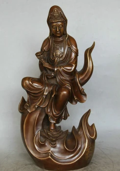 

song voge gem S1902 19" Chinese Buddhism Bronze Ru Yi Kwan-yin Guan Yin Boddhisattva Goddess Statue