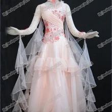 Современное Танго вальс бальных танцев платье, бальное платье из гладкой ткани, стандартный бальный зал платье девушки B-0069