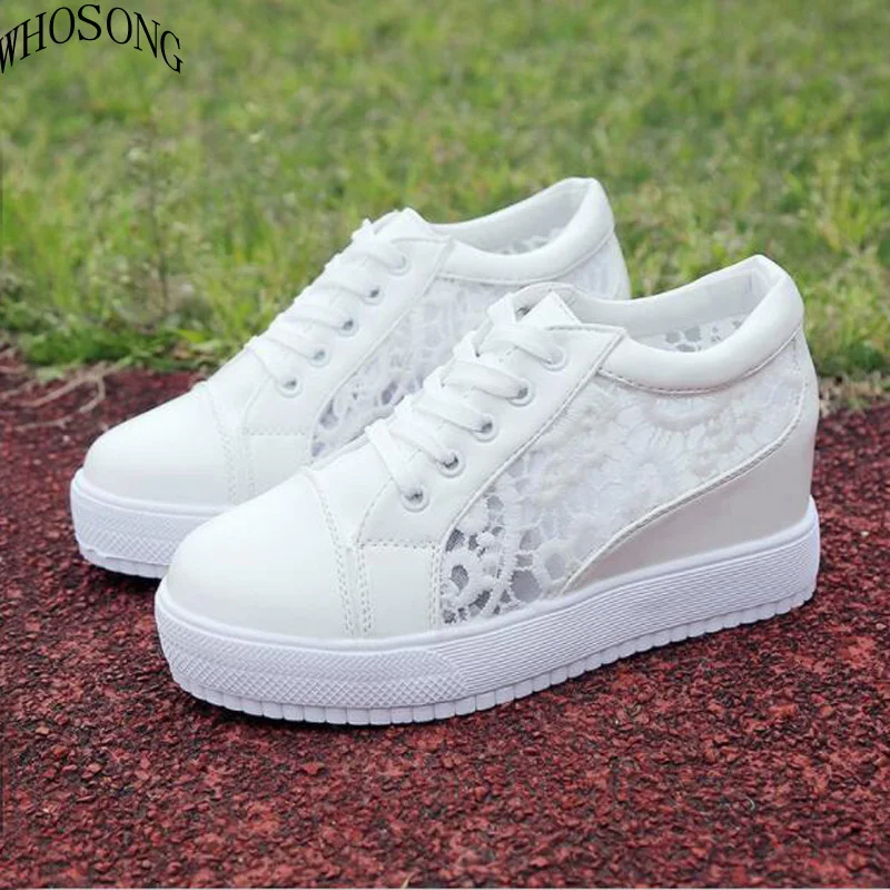

Women shoes 2019 fashion casual ladies shoes cutouts lace canvas hollow breathable platform flat shoes woman sneakers M100