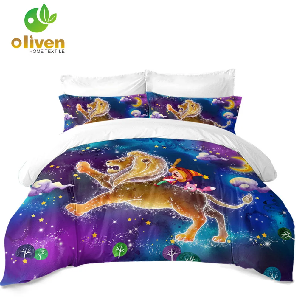 Дети Dreamlike мультфильм постельные принадлежности Красочные Созвездие льва набор