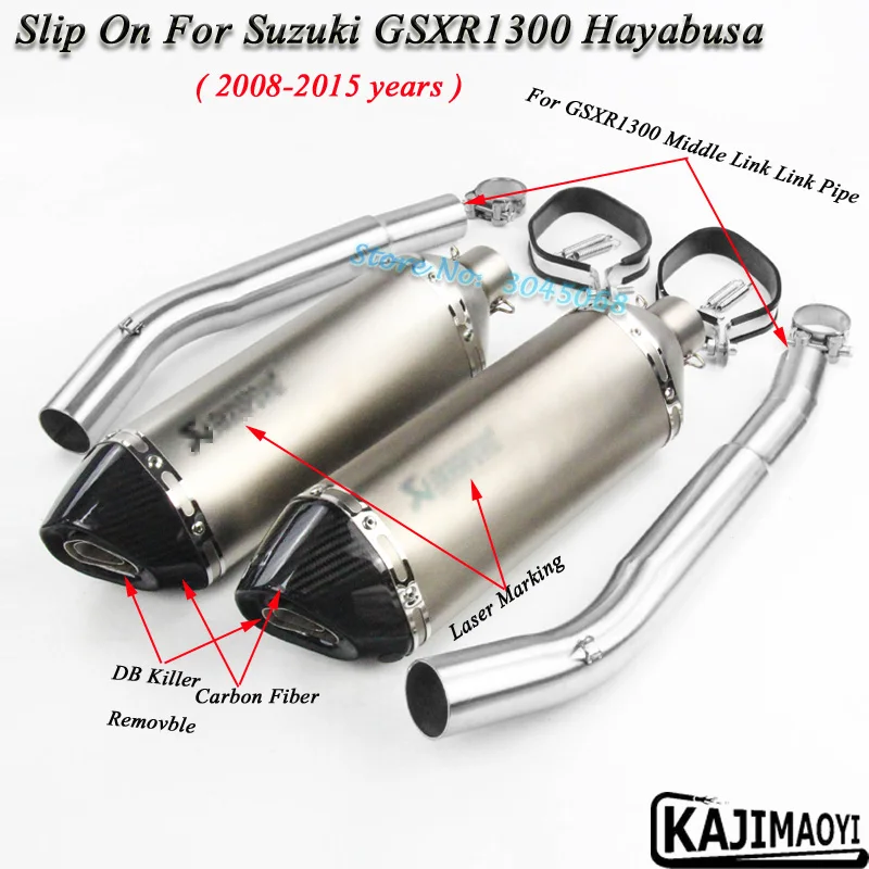 Hayabusa Мотоцикл выхлопной модифицированный карбоновый глушитель соединитель среднего соединения трубы слипоны для Suzuki GSXR1300 GSX1300R 2008 - Цвет: Pipe Whole Set