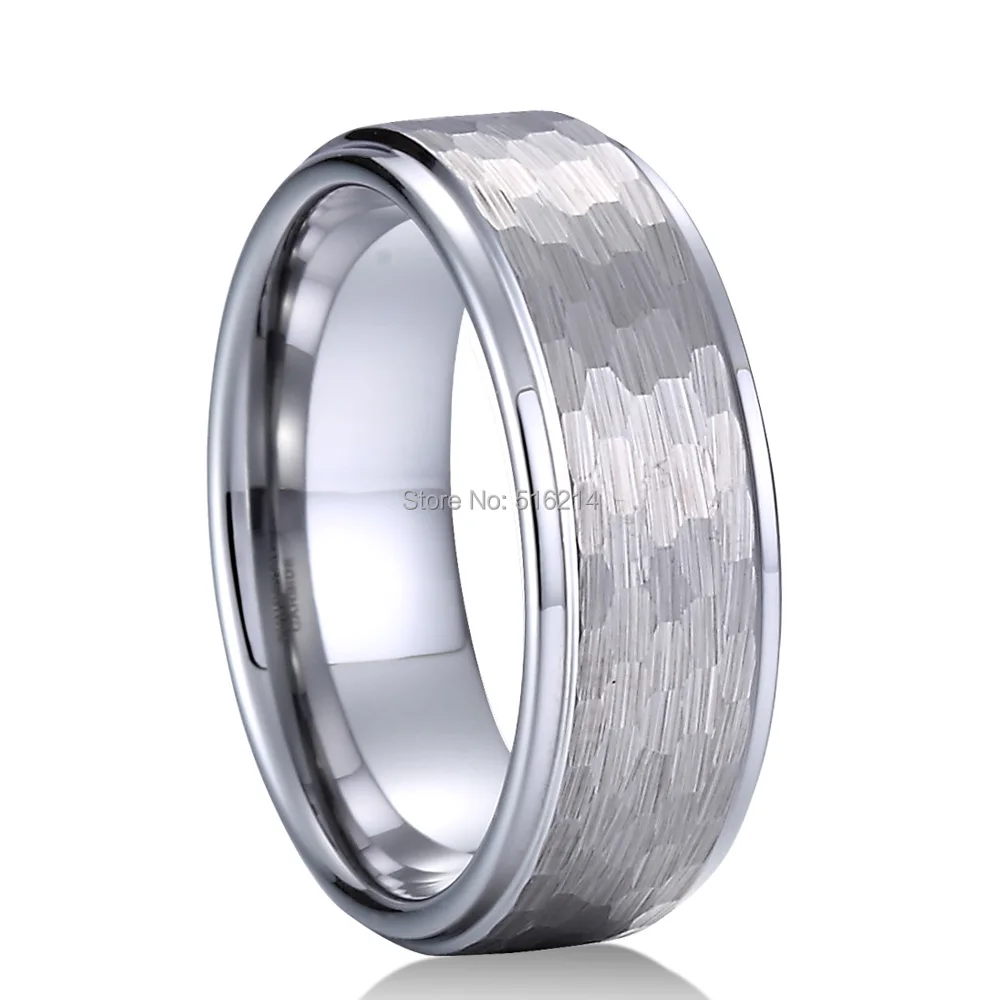 9 Size Tungsten Carbide Domed Faceted Ring Stepped Edge 8mm Wedding Band Ring