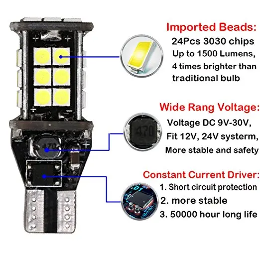 2 шт. авто светодиодные лампы Canbus без ошибок T15 W16W 3030 24 leds Автомобильные для Mazda CX 3