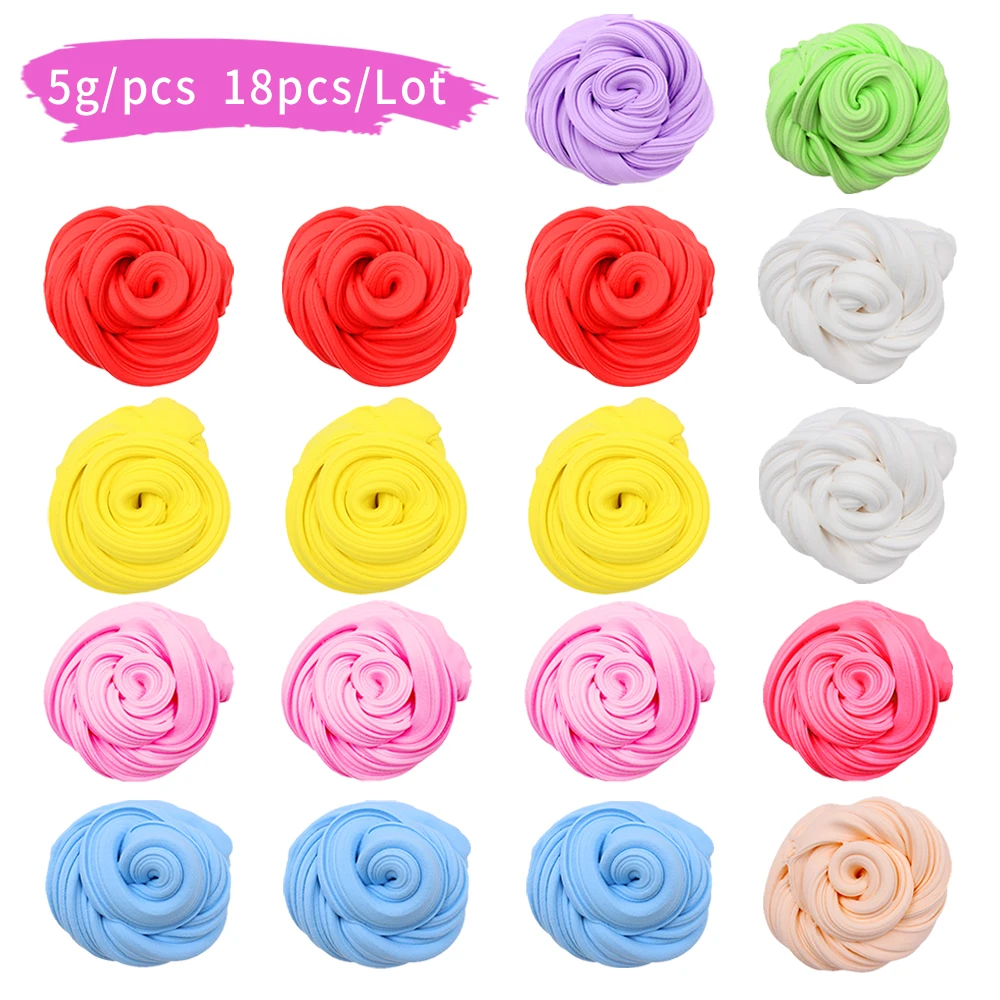 

18PCS DIY Slime Fluffy Soft Clay Cute Cloud Cotton Slime Ice Cream Antistress Cotton Colour