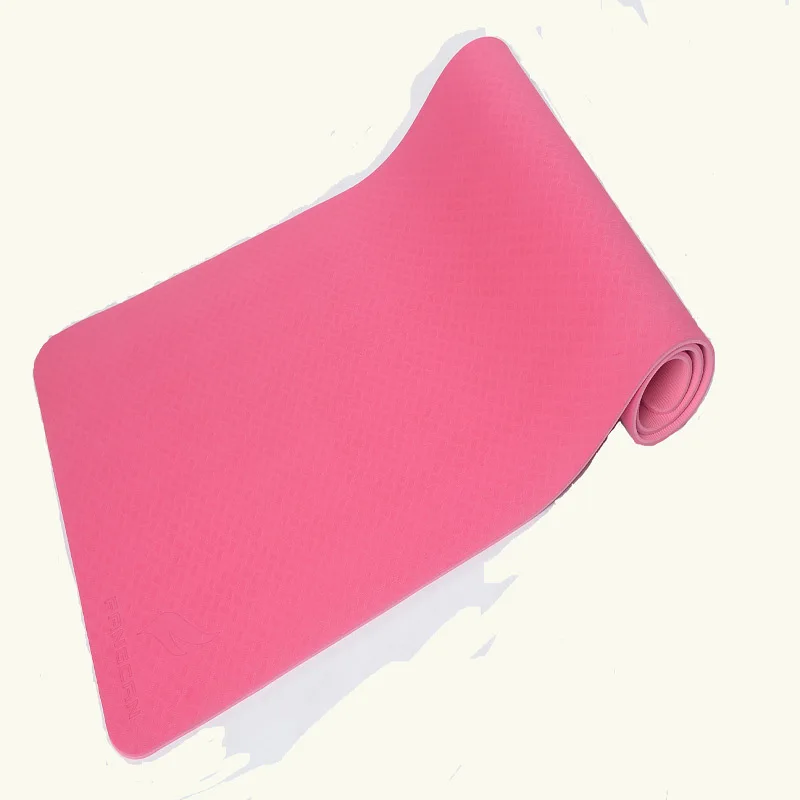 1 шт. FANGCAN TPE Противоскользящий двухслойный Коврик для йоги нетоксичный зеленый и приятный для кожи Йога - Цвет: Розовый