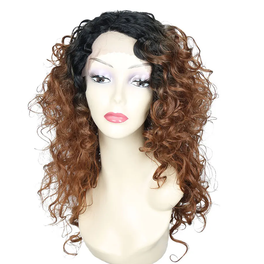 

18Inch Lace Front Wig Ombre Medium Synthetic Lace Front Wigs For Black Women Wig Eunice 613 Brown High Temperature Cosplay Wig