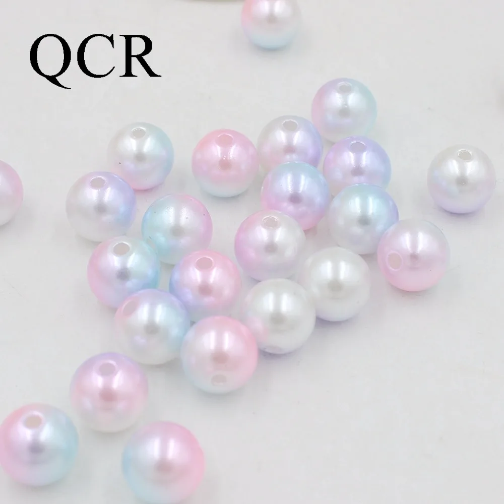 Round Rainbow/golden Color 10mm 50pcs Imitation Pearls Beads Crafts Decoration for DIY Bracelets Necklaces Jewelry Making | Дом и сад