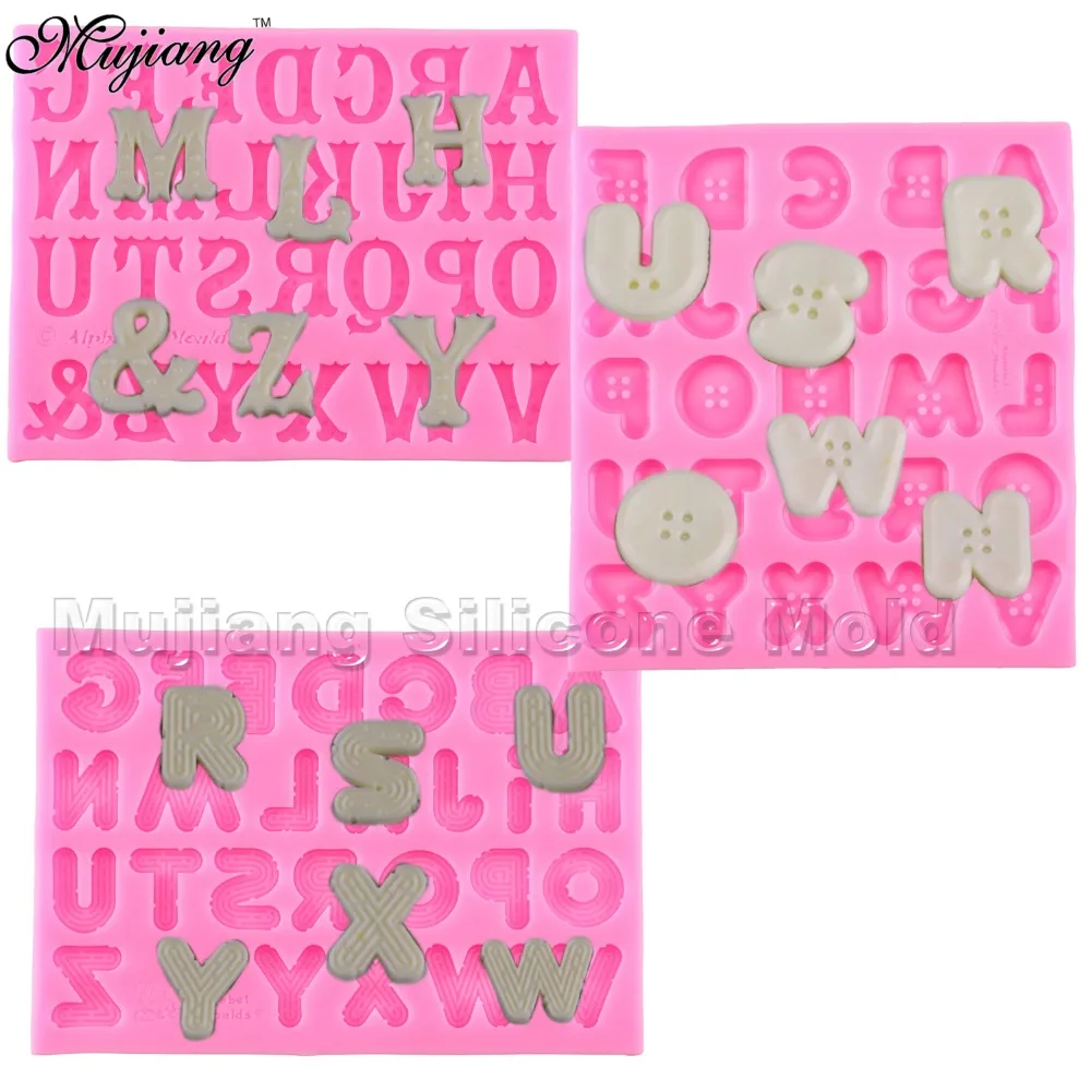 

Creative Button Letters Alphabet Silicone Mold Fondant Cake Decorating Tools Gumpaste Chocolate Fimo Clay Candy Moulds XL261