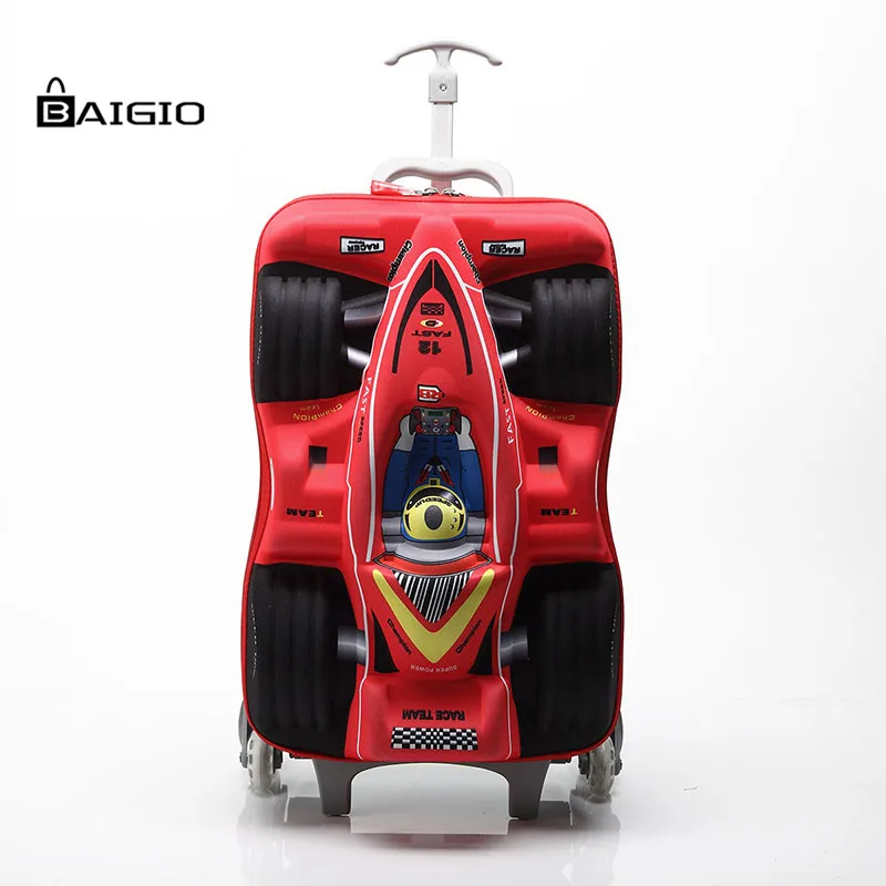 Bargio Cartoon Rolling Luggage 3D Car Kids Baby Boys Teenagers Children Travel Bag Suitcase with Wheel Portable School Bags | Багаж и