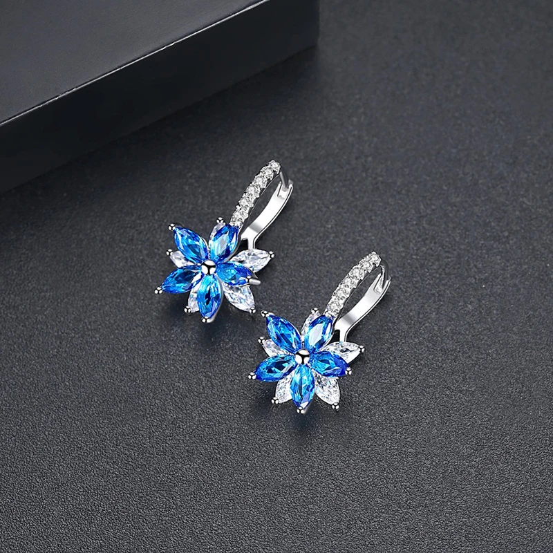 Qevila Hot Fashion Cute Romantic Lovely Stone Flower Earrings Convenient Simple Stud Earrings Copper Cubic Zirconia For Women    (9)