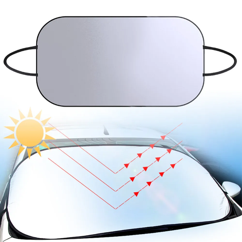 

Summer Car Front Sun Protection Aluminum Foil Insulated Anti-UV Cover Protector Explosion-Proof Hanging Style