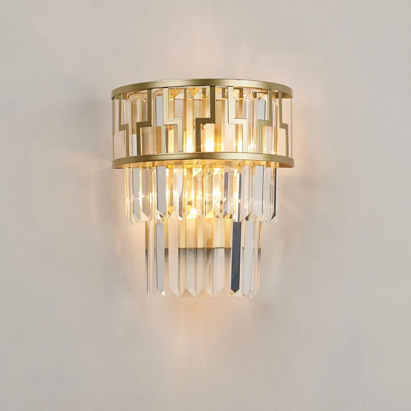 

Gold Modern Wall Sconce Light Crystal Wall Luxury Creative Warm Hallway Hotel Bedroom Bedside Lamp
