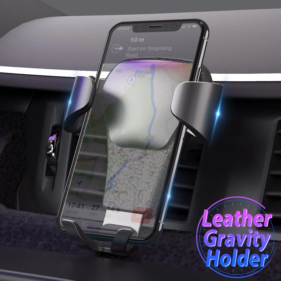 

Leather Car Mobile Holder for Phone for Samsung S10 S9 Redmi Note 7 pro Gravity Car Phone Holder Cell Mobile Support Phone Stand