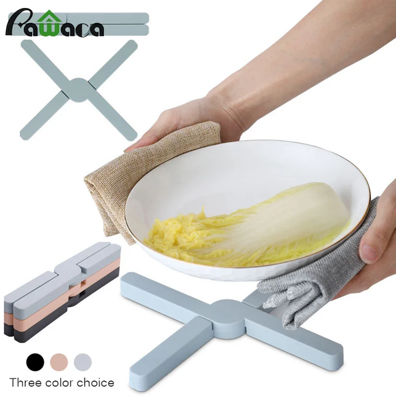 

Thicken Silicone Expandable Trivet Insulation Pads Table Mat Non-slip Pot Holder Coaster Cross Hot Pad Table Kitchen Accessories