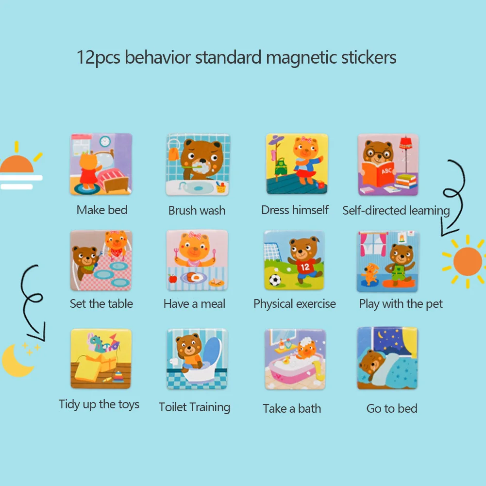 Playboard para Crianças Bebê de Madeira Placa de Registro com Ímãs Comportamento Responsabilidade Gráfico Educacional Magnético Brinquedo 5 Comportamento Responsabilidade Gráfico Playboard para Crianças Bebê