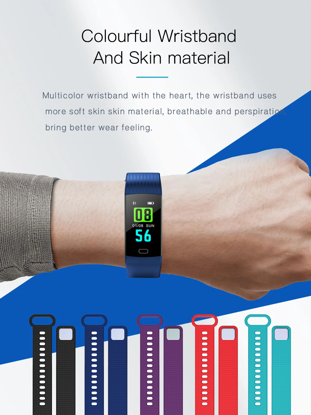 Фитнес для женщин и мужчин, умный браслет, Bluetooth, пульсометр, кровяное давление, шагомер, часы, светодиодный, спортивный браслет, часы для Android IOS