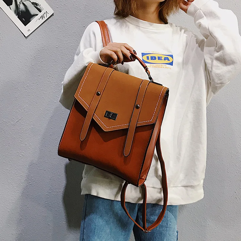 

New PU Leather Women Backpack Fashion Solid School Bags for Teenager Girls Casual Women Vintage Backpacks Shoulder Bags Mochila