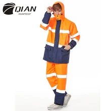 QIAN-Chaqueta de adulto Impermeable para hombre y mujer, conjunto de pantalones, Poncho de lluvia más grueso, equipo de lluvia de policía, traje de motocicleta