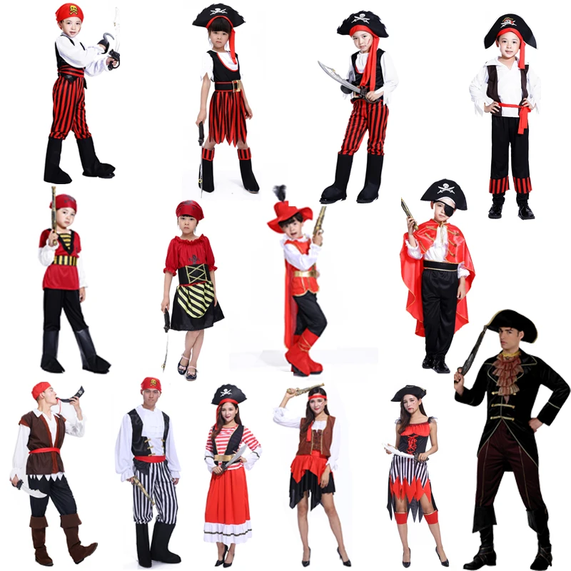 

Hot 2016 new clothes men and women Pirates of the Caribbean Pirate Halloween costumes children dress costume pirate Captain Jack